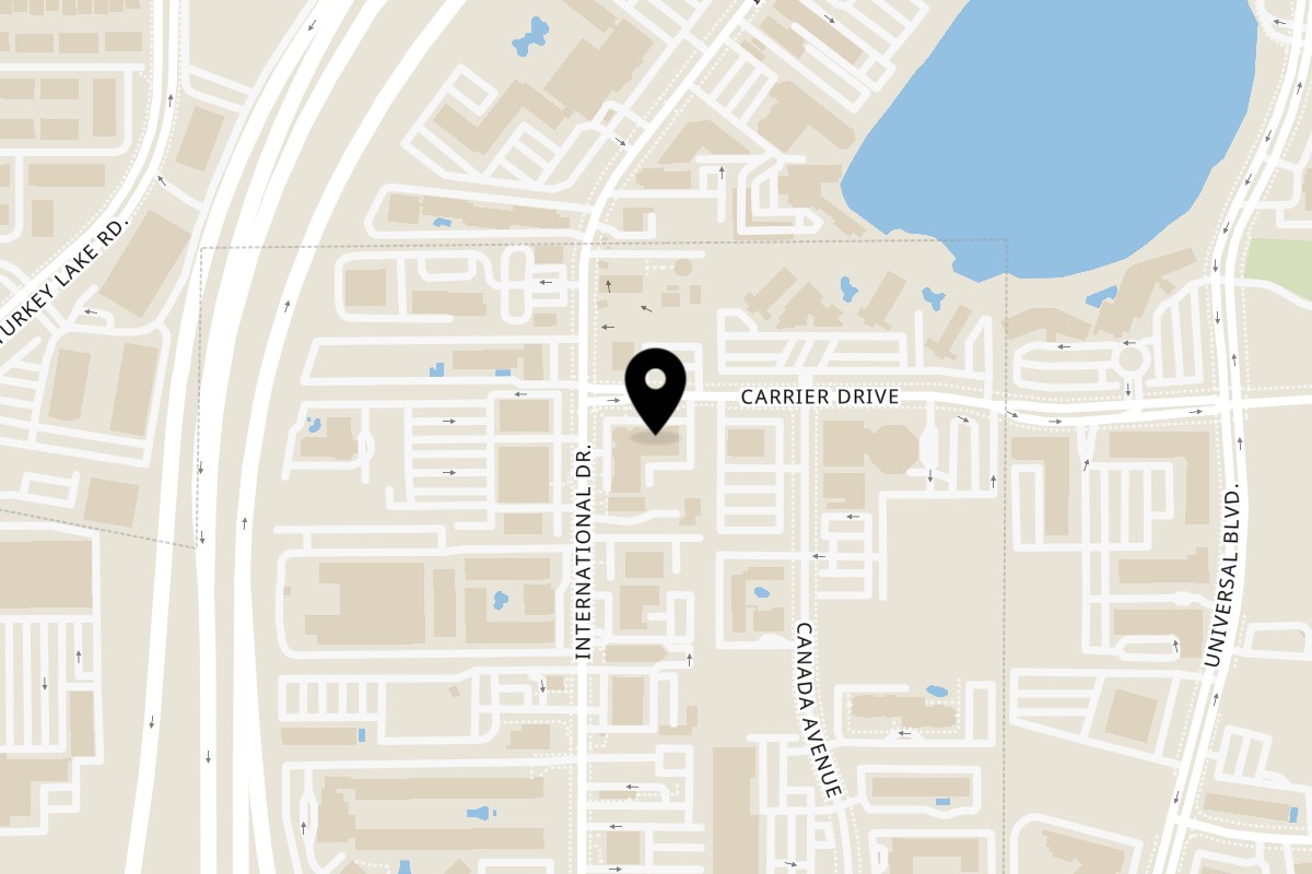 Map showing the location of El Burro Loco I DRIVE on 6524 Carrier Drive in Orlando